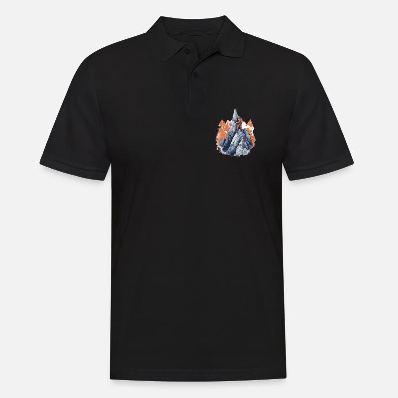 Bergsteiger beim Gipfelaufstieg - Männer Poloshirt - Schwarz