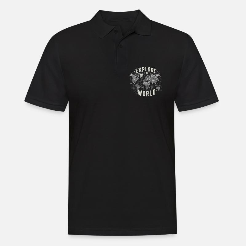 Explore the World - Männer Poloshirt - Schwarz