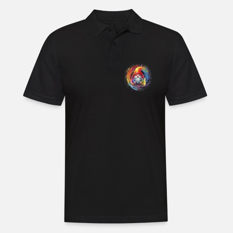 Bunter Weihnachtszwerg Zauberer - Männer Poloshirt - Schwarz