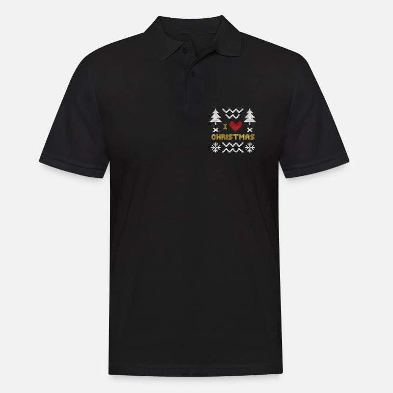Weihnachtsherz Strickmuster Design - Männer Poloshirt - Schwarz