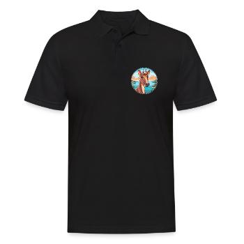 Okapi Watercolor Cartoon Kawaii Clipart Animal - Men's Polo Shirt - black - Front - Kai (181cm)