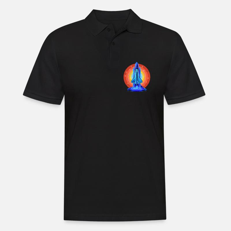 BLAUES SPACE SHUTTLE RETRO VINTAGE - Männer Poloshirt - Schwarz