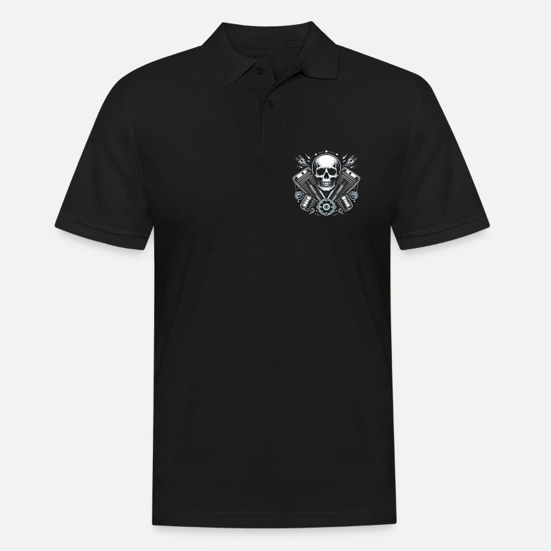 Biker Skull Design 2 - Männer Poloshirt - Schwarz
