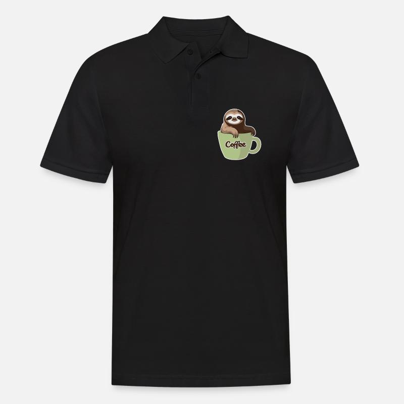 Faultier in einer Kaffeetasse - Männer Poloshirt - Schwarz