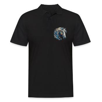 Pferd - Männer Poloshirt - Schwarz - Vorne - Kai (181cm)