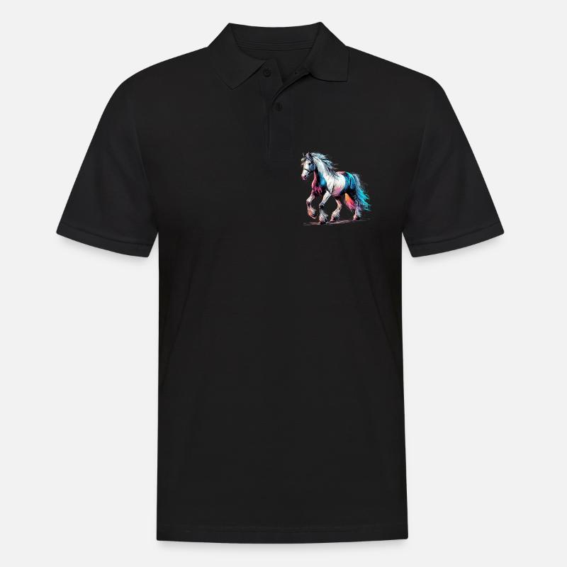 Pferd - Männer Poloshirt - Schwarz
