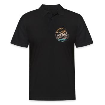 Rétro Nature Montagnes Paysage Vintage Randonnée Logo - Polo Homme - noir - Devant - Kai (181cm)