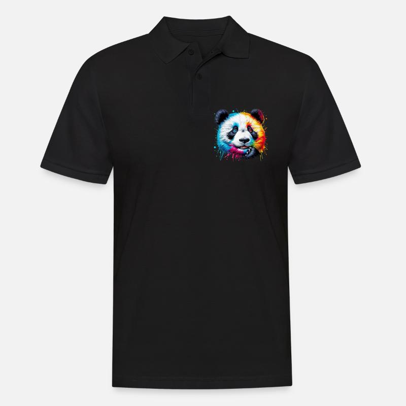 Panda - Männer Poloshirt - Schwarz