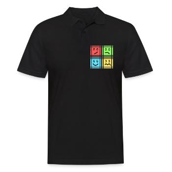 Geometrische Muster - Männer Poloshirt - Schwarz - Vorne - Kai (181cm)