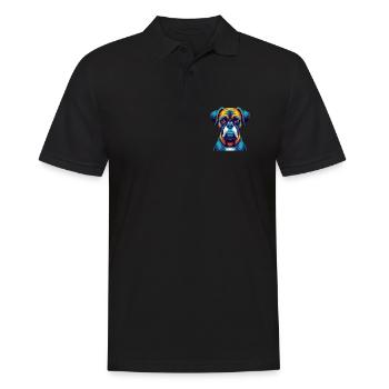 Boxer Chien Coloré Kawaii Dessin Animé Personnage Animal de compagnie - Polo Homme - noir - Devant - Kai (181cm)