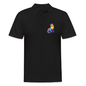 Sea Otter Buntes Kawaii Cartoon Meerestier - Männer Poloshirt - Schwarz - Vorne - Kai (181cm)