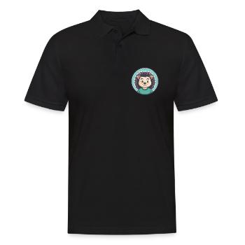 Igel Kawaii Cartoon Figur Tier Haustier Gesicht - Männer Poloshirt - Schwarz - Vorne - Kai (181cm)