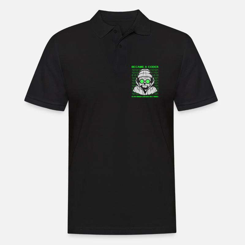 Became a Coder – Cyber Dog Binary - Männer Poloshirt - Schwarz