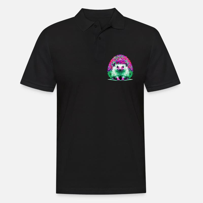 Igel - Männer Poloshirt - Schwarz