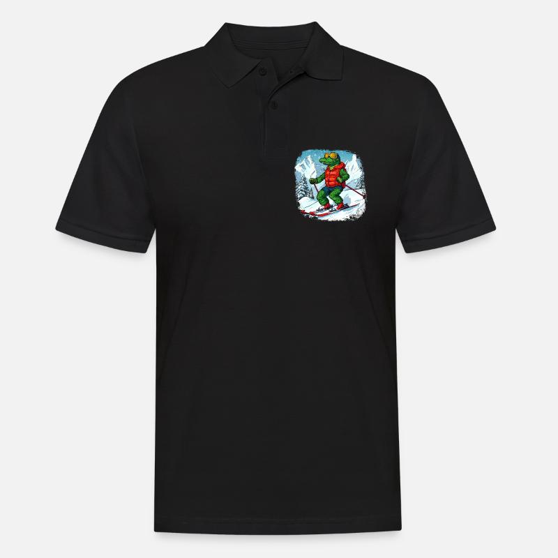 Krokodile Ski - Männer Poloshirt - Schwarz