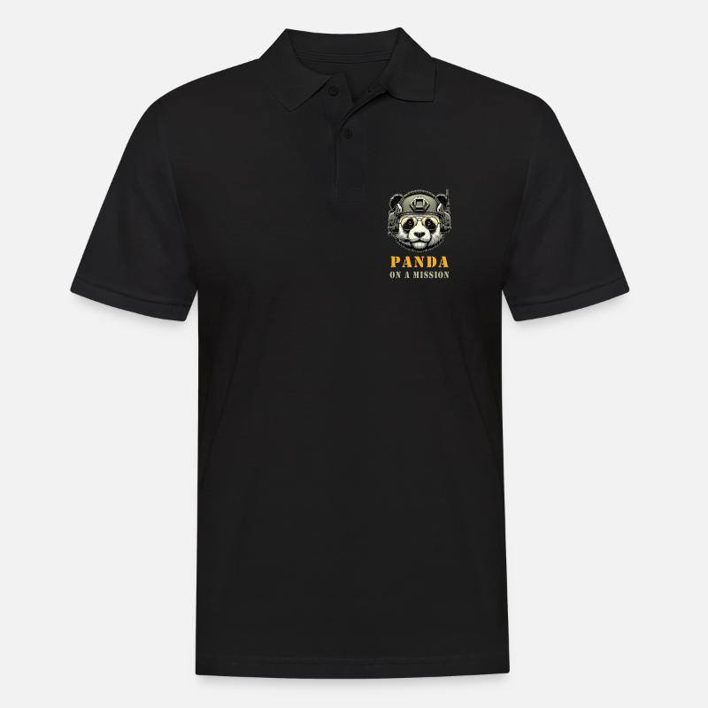 Panda en mission / Militaire - Polo Homme - noir
