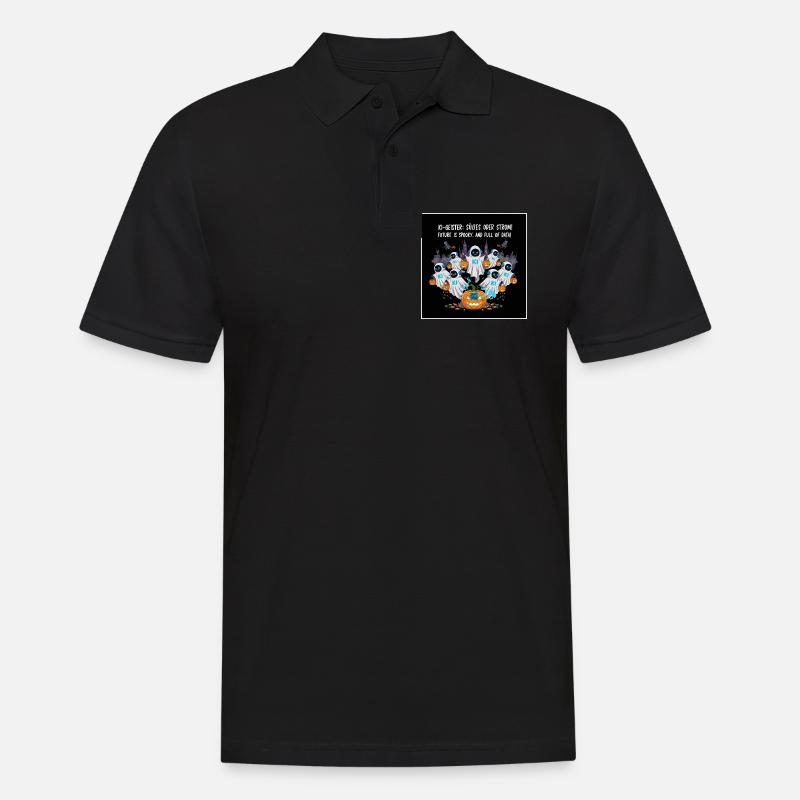KI-Geister: Süßes oder Strom ! - Männer Poloshirt - Schwarz