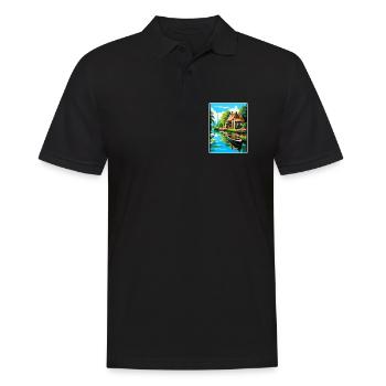 Giethoorn Riverside Cottage en été fleuri - Polo Homme - noir - Devant - Kai (181cm)