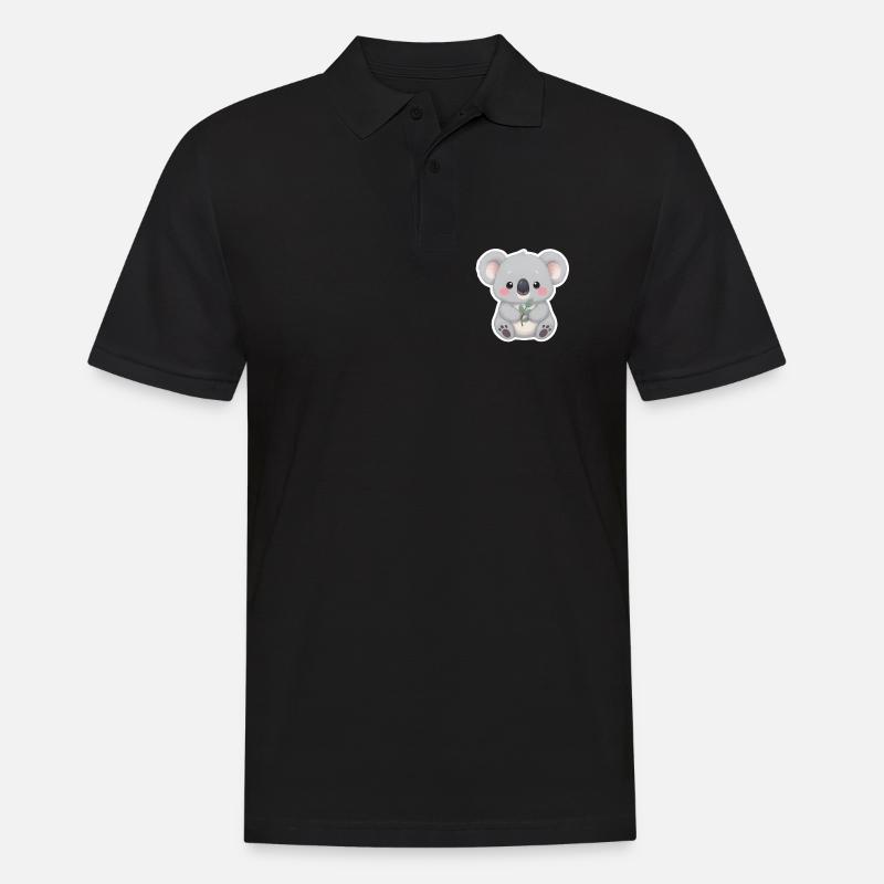 Koala Cutie mit Leaf Embrace - Männer Poloshirt - Schwarz