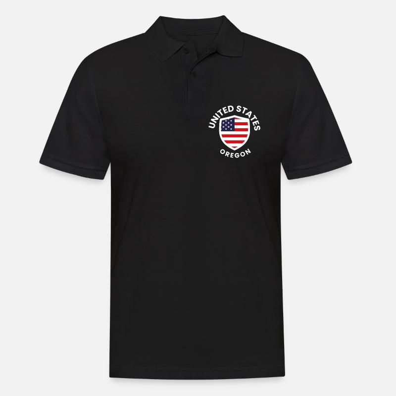 Oregon Shield mit US-Flagge - Männer Poloshirt - Schwarz