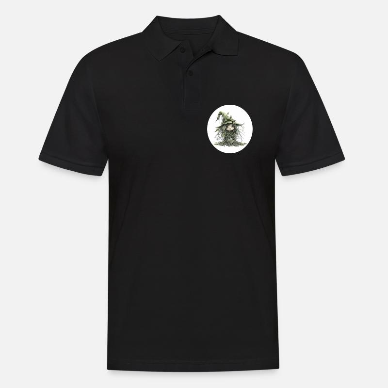 Waldfee Kobold im Blattwald - Männer Poloshirt - Schwarz