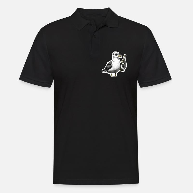 Möwe Bier Küste - Männer Poloshirt - Schwarz
