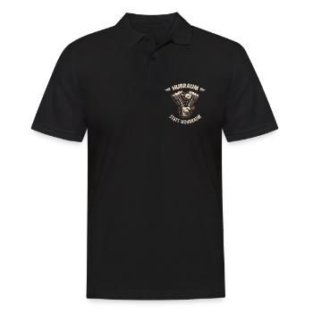 Hubraum statt Wohnraum - Retro Biker Spruch - Männer Poloshirt - Schwarz - Vorne - Kai (181cm)