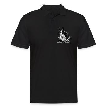Hund Border Collie auf Rock Portrait Agility - Männer Poloshirt - Schwarz - Vorne - Kai (181cm)