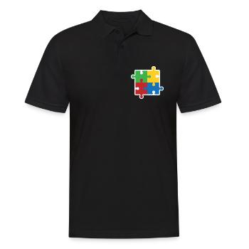 Icône du puzzle de l’autisme - Polo Homme - noir - Devant - Kai (181cm)