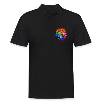 Feuerregenbogenlöwe - Männer Poloshirt - Schwarz - Vorne - Kai (181cm)
