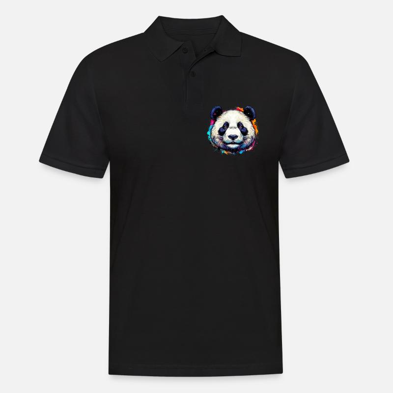 Panda - Männer Poloshirt - Schwarz