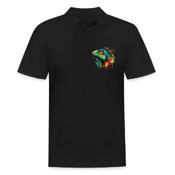 Leguan - Männer Poloshirt - Schwarz - Vorne - Kai (181cm)