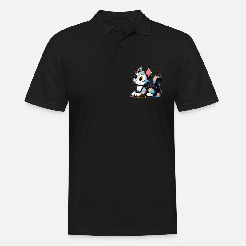 Katze - Männer Poloshirt - Schwarz