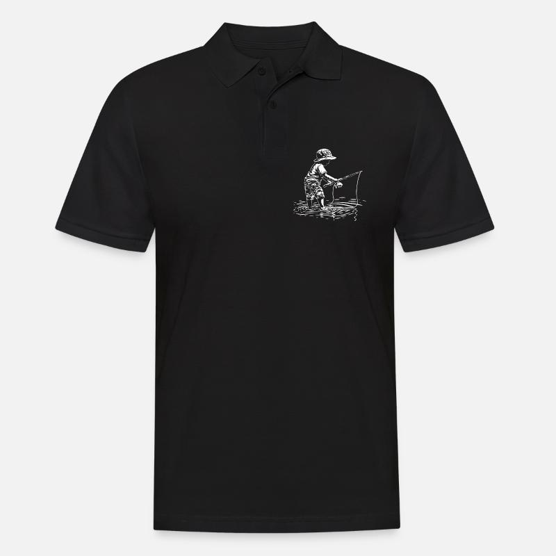 Angler Junge - Männer Poloshirt - Schwarz