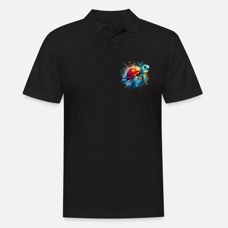 Schildkröte - Männer Poloshirt - Schwarz