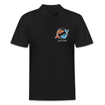 Two Pisces Yin Yang Harmony Saying - Men's Polo Shirt - black - Front - Kai (181cm)