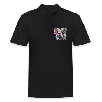 Pop Art Pig Head Color Explosion - Men's Polo Shirt - black - Front - Kai (181cm)