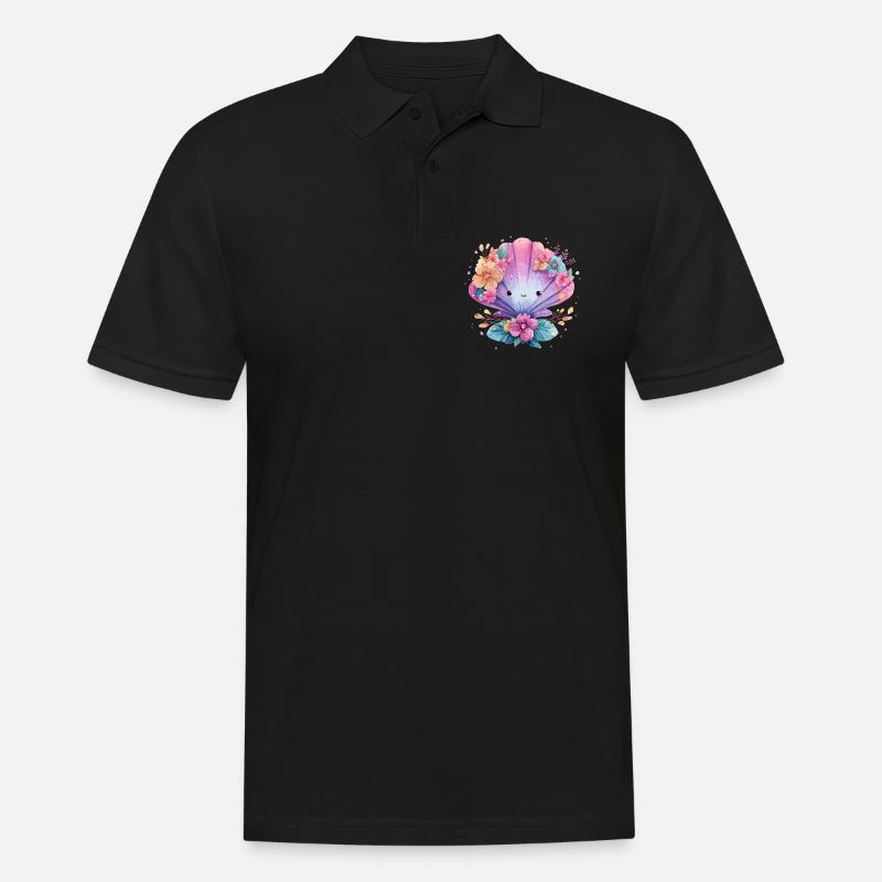 Moule fleurie avec des fleurs joyeuses - Polo Homme - noir