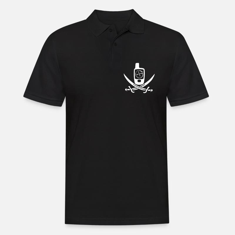 Géocaching Drapeau Pirate Blanc - Polo Homme - noir
