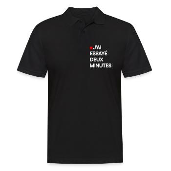 J’AI ESSAYÉ DEUX MINUTES | Humour autodérision - Polo Homme - noir - Devant - Kai (181cm)