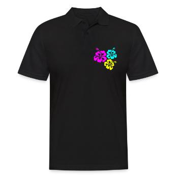 Hibiskus Hibiskusblüte - Männer Poloshirt - Schwarz - Vorne - Kai (181cm)