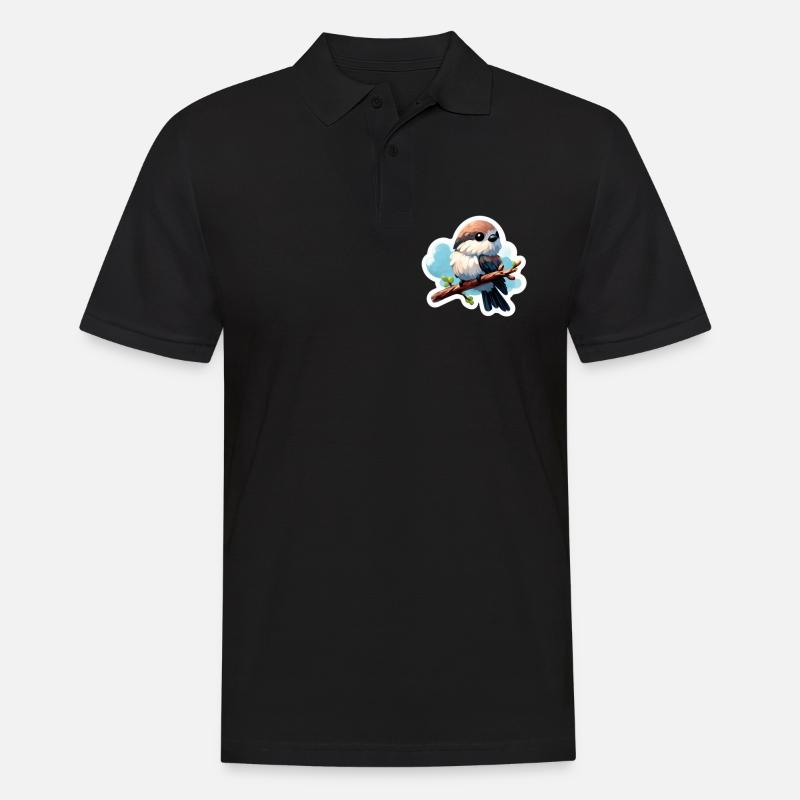 Süßer Vogel auf Ast Sticker - Männer Poloshirt - Schwarz