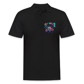 1.Geburtstag Koala Koalabär mit Kopfhörer Musik - Männer Poloshirt - Schwarz - Vorne - Kai (181cm)