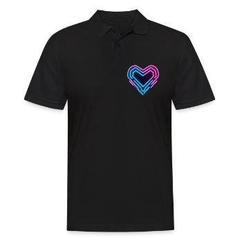 Futuristisches Neon-Herz | Cyber Heart Love Design - Männer Poloshirt - Schwarz - Vorne - Kai (181cm)