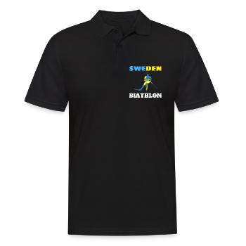 Biathlon Schweden Silhouette blau gelb - Männer Poloshirt - Schwarz - Vorne - Kai (181cm)