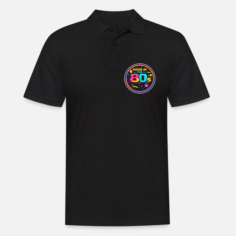 80er Neon Nostalgie Sticker - Männer Poloshirt - Schwarz