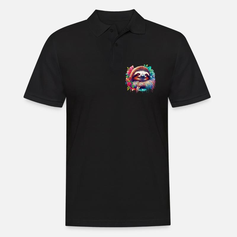 Faultier - Männer Poloshirt - Schwarz