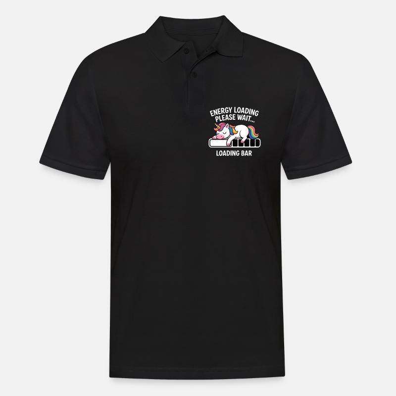 Einhorn Energie Loading Please Wait - Männer Poloshirt - Schwarz