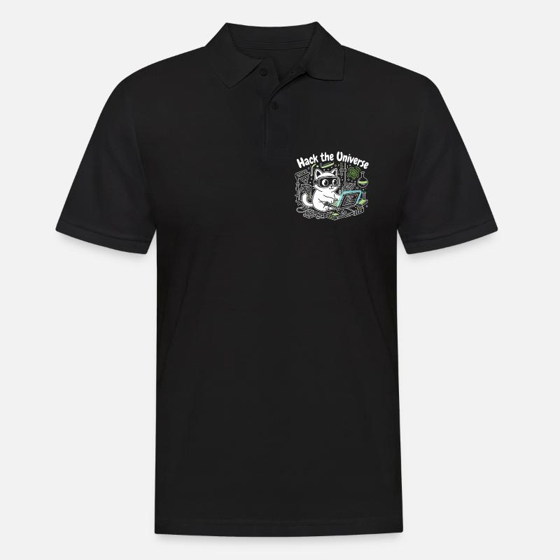 KatzHacker Universum Knacken - Männer Poloshirt - Schwarz