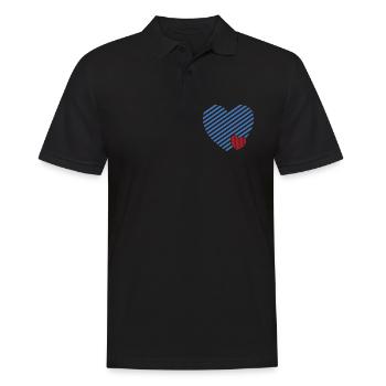 Doppel Herz - Design textile Geschenkidee - Männer Poloshirt - Schwarz - Vorne - Kai (181cm)